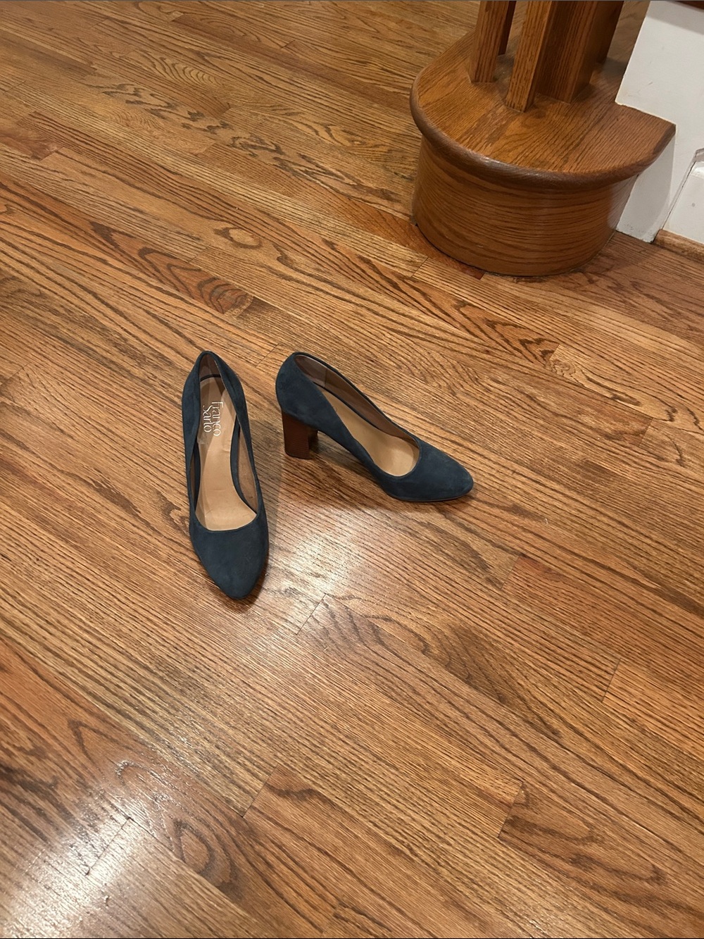 Franco Sarto Navy Suede Block Heel Pumps